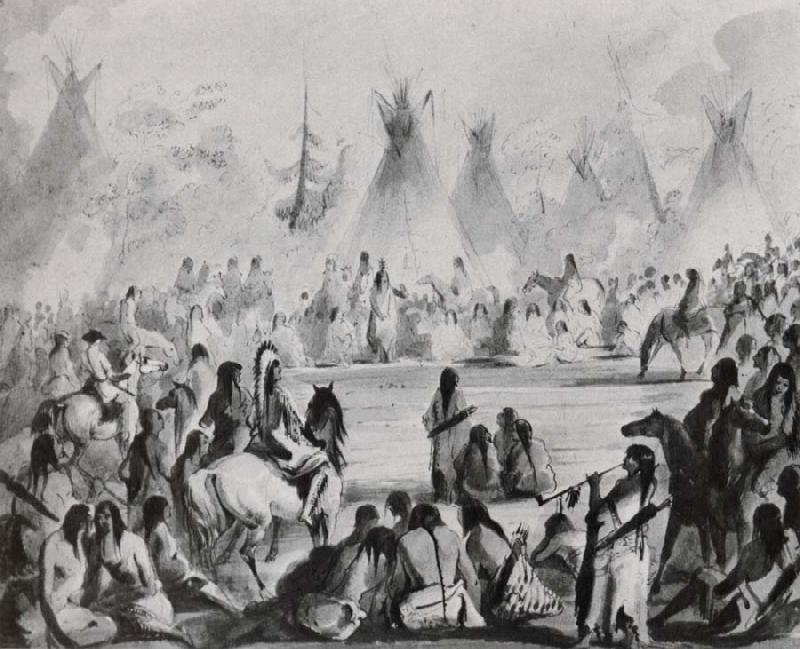 Miller, Alfred Jacob Indians Assembled in Grand Council to Hold a Talk oil painting image